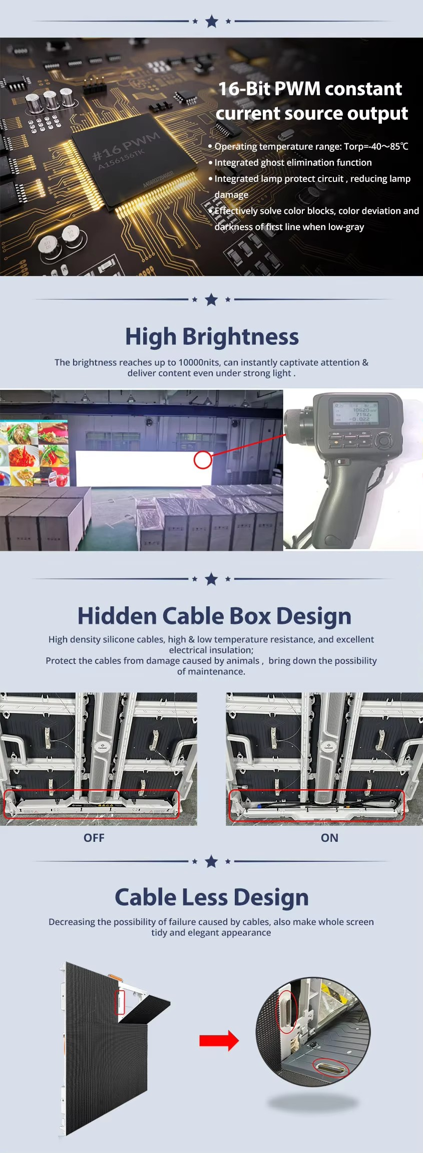 Прокат экрана / Сплавленный алюминий 1/16 Сканирование HD Пиксельный диапазон 2,5 мм Внутренний прокат светодиодный дисплей