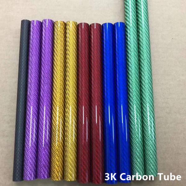 Twill Weave Carbon Fiber Rods And Tubes , Shinning 3K Carbon Fiber Tube