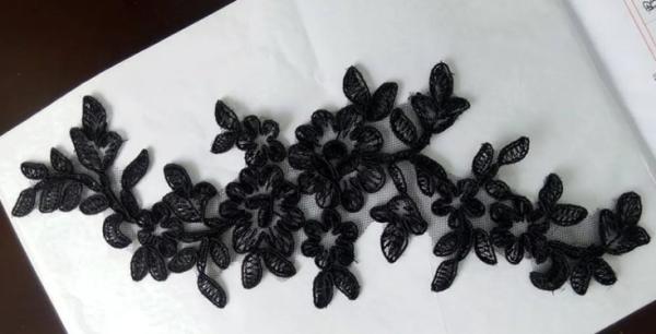 Apparel  Accessories Ivory/Black  Embroidery  Lace Applique for Bridal Dress