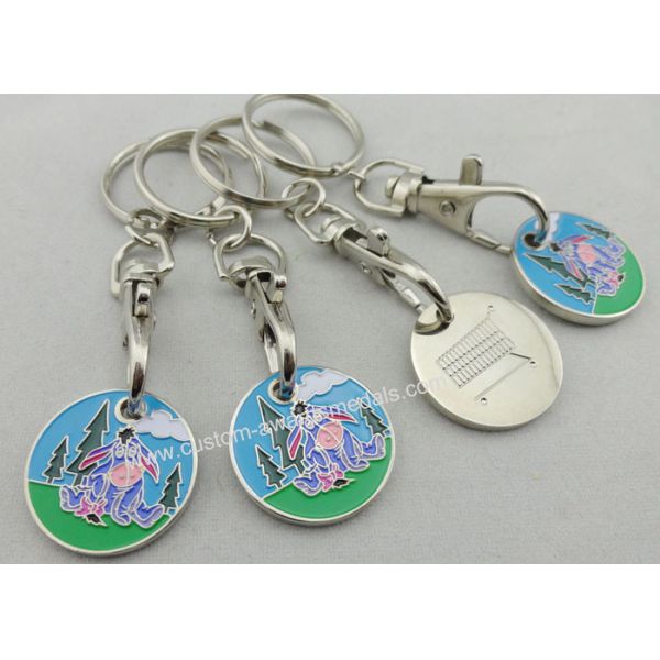 Customized Iron, Copper, Zinc Alloy Animal Trolley Coin, Shopping Trolley Token Keyring