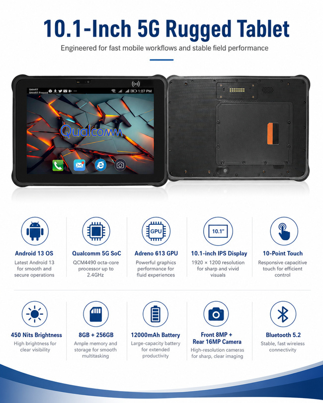 Energy Rugged Tablet for Oil and Gas Operations 10.1 Inch Handles Asset Tracking Data