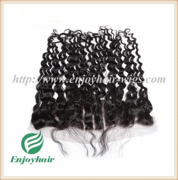 Brazilian virgin hair lace frontal 13''x4'' ,natural color deep wave 10''-24''L hairpiece