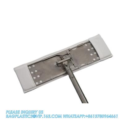 Stainless Steel Flat Mop Reusable Mop Lab Microfibre Fabric mopping Head frame ESD Mop With Telescopic Handle