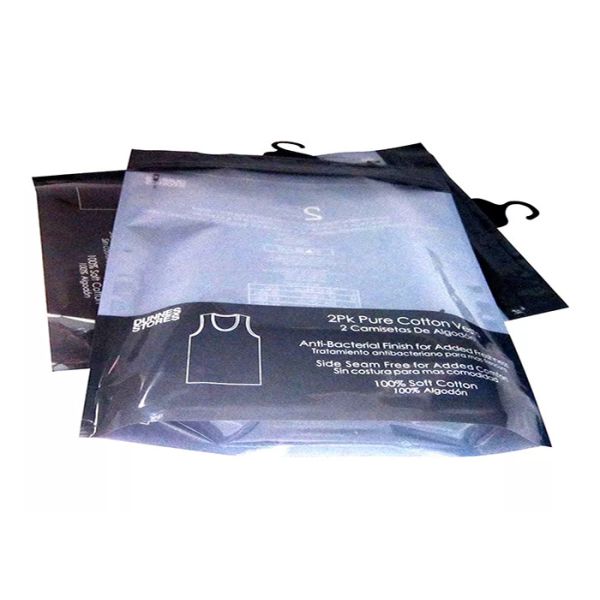 Clothing Recycled Plastic Packing Poly Bag With Hanger And Hook
