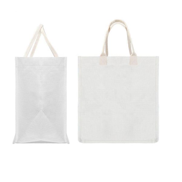 White Linen Dye Sublimation Tote Bags Custom Sublimation Beach Bags
