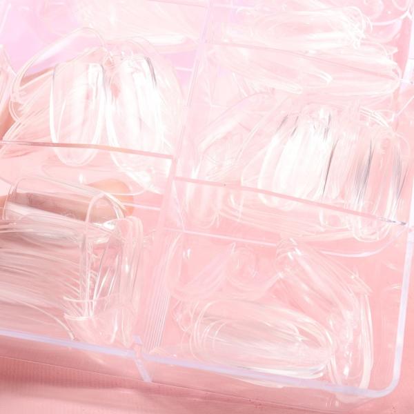 PMMA Square Nail Tips Long Square Soft Gel Nails 10 Sizes Full Cover Acrylic False Nail Tips for Beginner and Home