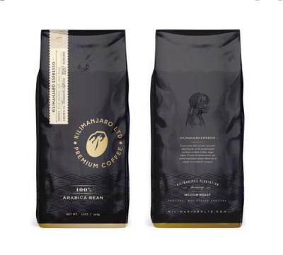 Custom Printed Matt Black 250g 500g 1kg Aluminum Foil Flat Bottom Coffee Packaging Bags With Valve