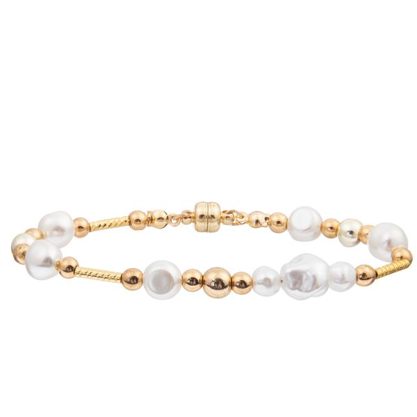 Пресноводный браслет жемчуга установил с 4 цветами граненное Кристл отбортовывает магнитную пряжку