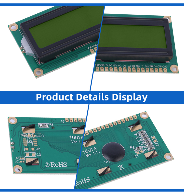 European Yellow Green Film 1601A Character LCD Module 1.5 Inches High Brightness LCD Screen
