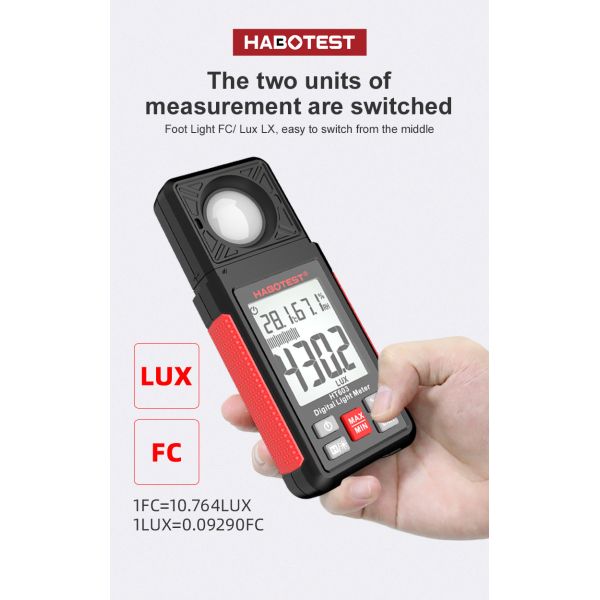 HT603 200,000 Lux Auto Digital Lux Meter Light Meter Digital Illuminance Meter