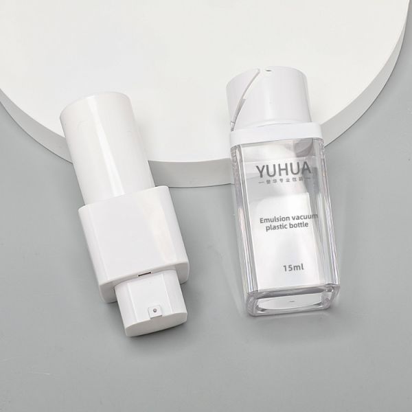 Transparent Square Shape Bottle Double Wall Bottle Airless Wholesale PET Plastic Bottle 15ml 30ml 50ml