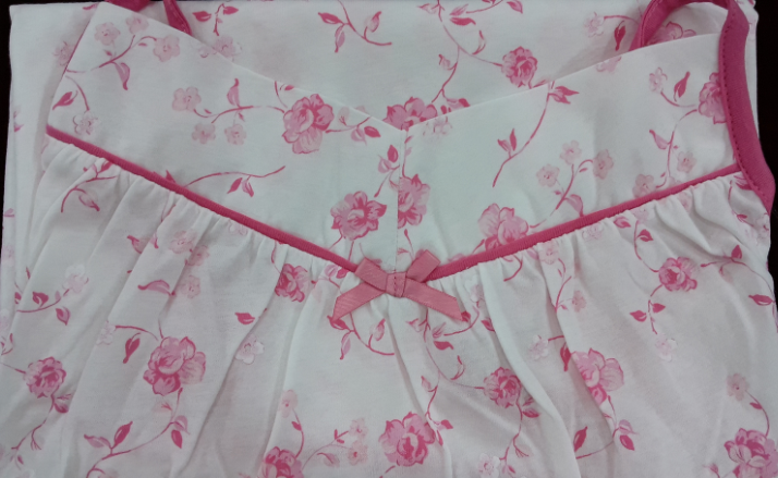 Ladies Cotton Jersey Floral Printed Strap Nightdress Sleepwear with Coloured Band