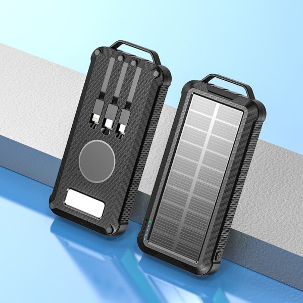 Li-Polymer Battery Solar Power Bank 10000mAh for iPhone 15 Wireless Charging and Outdoor