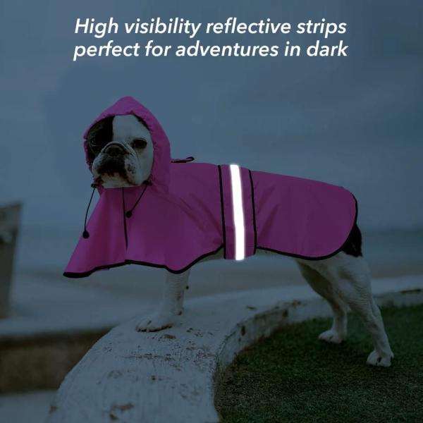 Reflective Dog Raincoat - Adjustable Waterproof Raincoat for Dogs, Lightweight Dog Hooded Slicker Rain Coat Poncho
