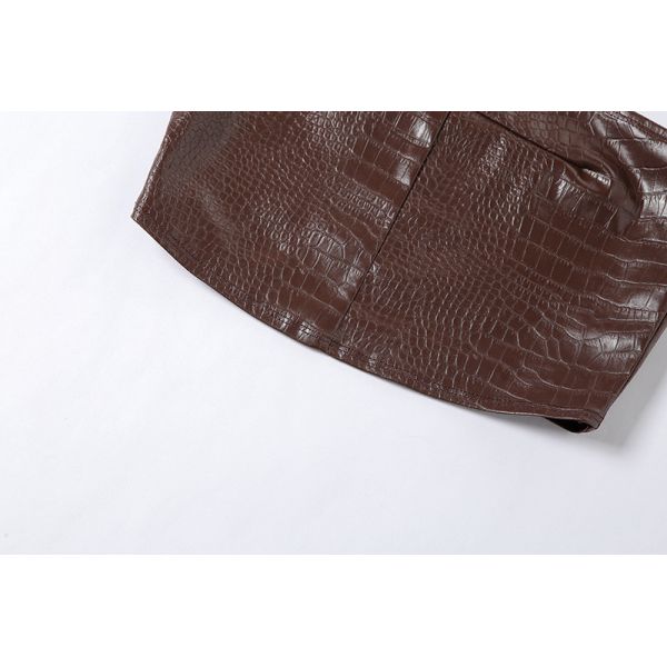 Sleeveless 2 Piece Outfit Skirt And Crop Top One Shoulder Wrapped Chest