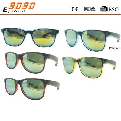 2017 hot sale style sunglasses with UV 400 protection lens ,made of plastic