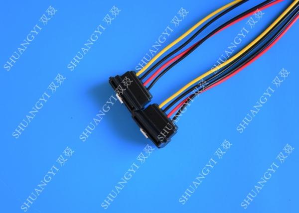 Computer Molex 4 Pin To 2 x15 Pin SATA Data Cable Right Angle Pitch 5.08mm