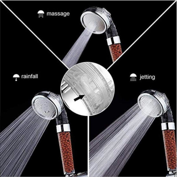 Plastic ABS 2024 High Pressure Water Saving 3 Mode Function Shower Head With Hose Holder