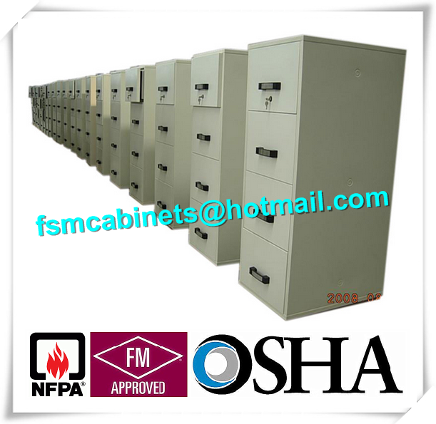 Steel 4 Drawers Fire Resistant File Cabinets , Fireproof File Cabinets For Documents