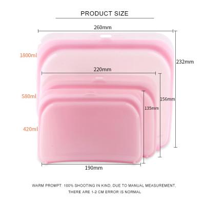 O armazenamento do alimento do silicone de 3 blocos ensaca a máquina de lavar louça And Microwave Safe