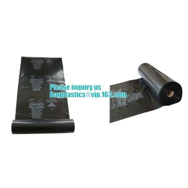 PE asbestos waste bags, Disposal Plastic Bag for Construction Waste, rubbish bag for asbestos fibers, bagplastics, bagea