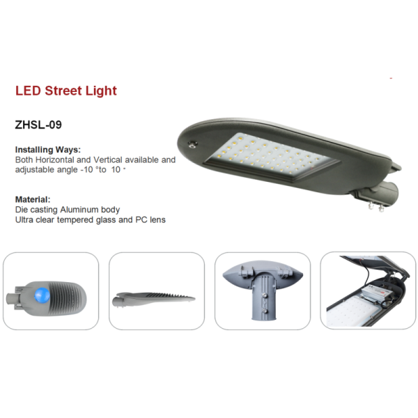 ROHS CE 30W LED Street Lighting Fixtures Die casting Aluminum with famous brand LEDs and driver high efficiency 150lm/w