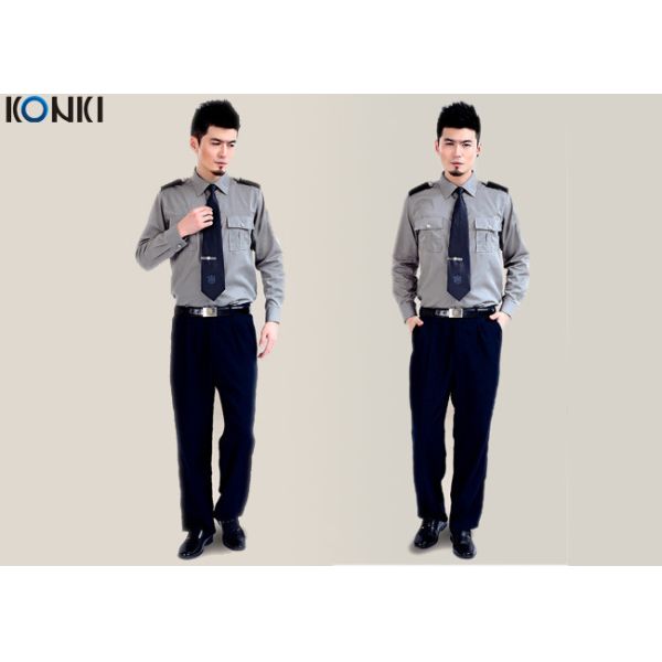 Cotton Grey Security Guard Uniform With Long Sleeve Work Shirts
