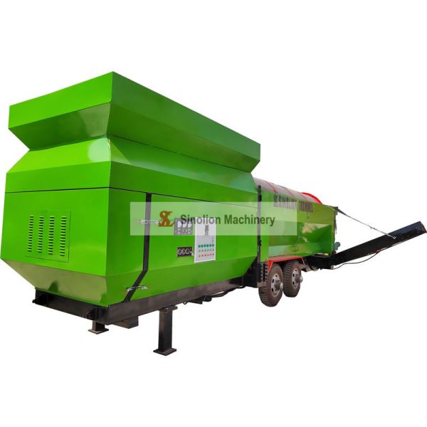Stainless Steel Compost Sieve with Stacking Conveyor and Customizable Discharge Size