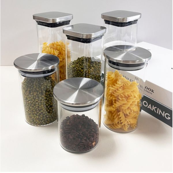 Stainless Steel Lid Glass Jar for Storing Dried Fruits Snacks and More in the Kitchen