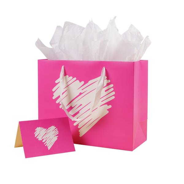 Encomenda personalizada Luxo Rosa Coração Regalo Joalharia Bolsa de Papel para Dia dos Namorados