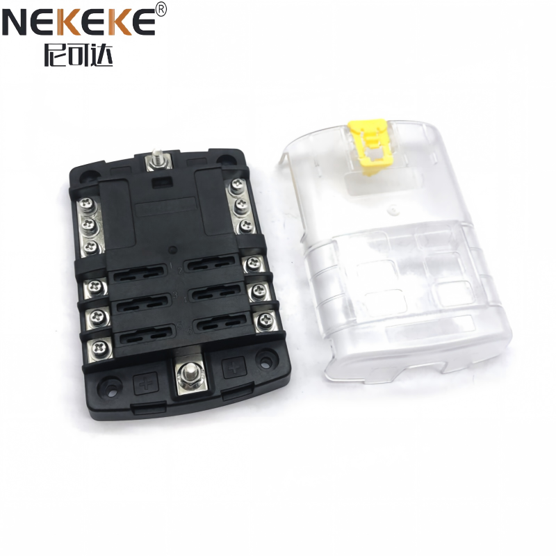 6 Way Blade Fuse Holder Negative Bolck Box With Protective Cover Screw Terminal