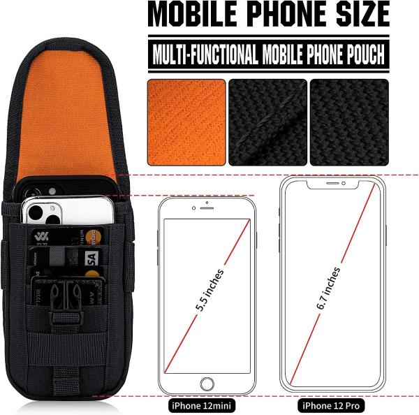 Tactical Cell Phone Holster Pouch, Tactical Smartphone Pouches Cellphone Case Molle Gadget Bag Molle Attachment Belt