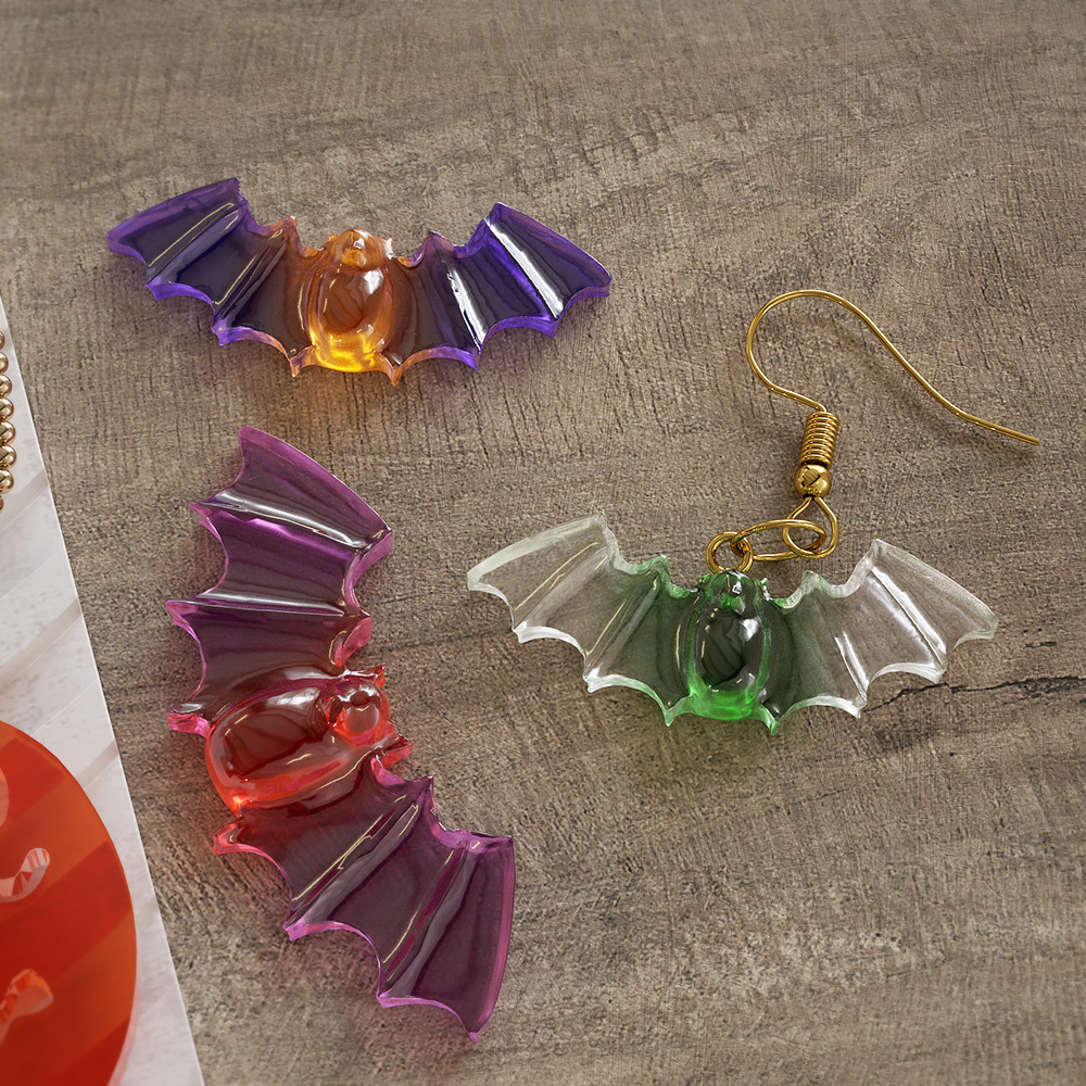 DIY Crystal Resin Halloween Demon Ghost Semi-3D Pumpkin Bat Owl Pendant Earrings Silicone Mold