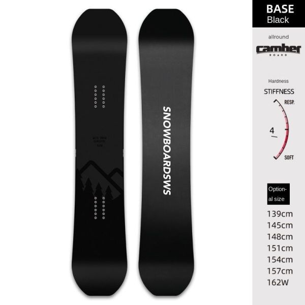 Wood Adult Medium Hardness Freestyle Camber Black Resort Lightweight Skiing Customized Beginner Snowboards Equipment Set