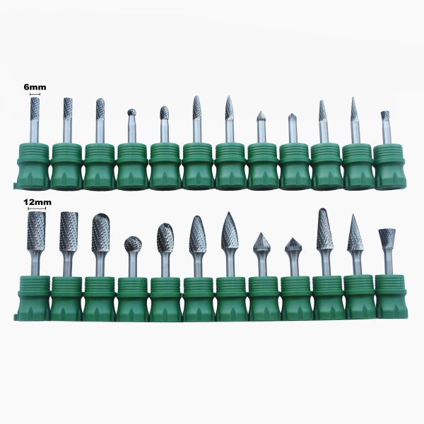 1/4 Inch Shank Burrs Tool Bit 6mm Double Cut Carving Grinder Bit Engraving Tungsten Carbide Burr Set Rotary File Tungsten Burr