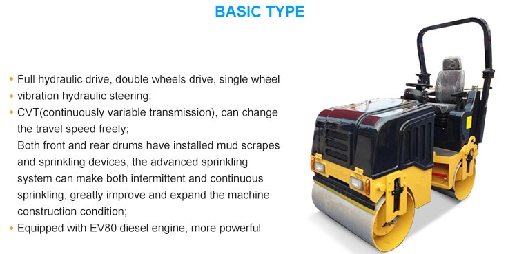 2T Hydraulic Vibratory Asphalt Construction Road Roller
