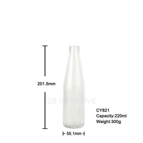 220ml Flint Glass Beverage Bottle Crown Top For Soda 300g CY-821