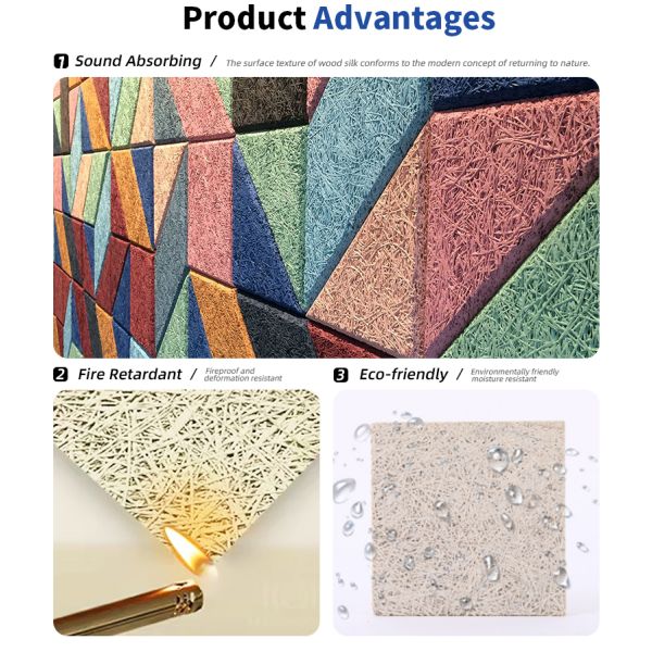 Decorative Wood Wool Acoustic Panel Fireproof Cement Board For Hall