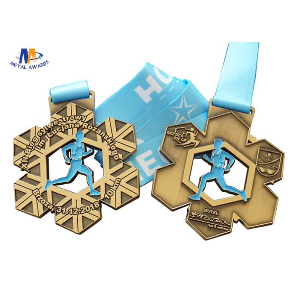 Die Cast Custom Sport Medals 10K With Ribbon round Shape Pesonalized