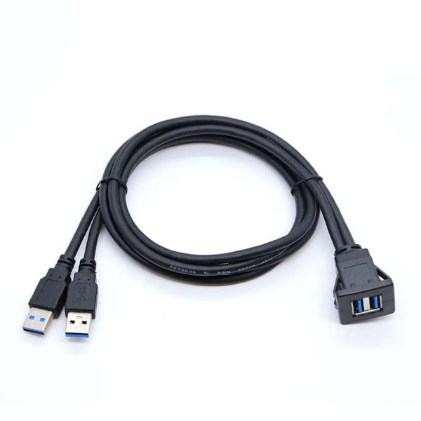 Cable de extensión impermeable de USB 3.0 2.0 para hombre a mujer con panel de montaje para automóviles, camiones, barcos y motocicletas