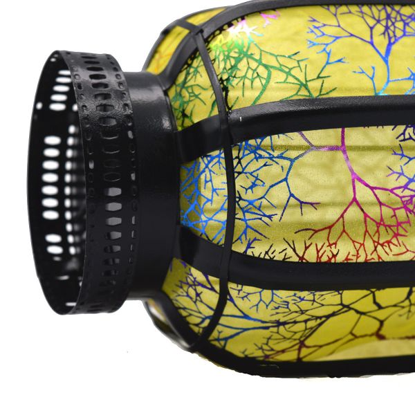 Yellow Chinese Product Lantern 26cm Length Dia. 13cm Metal Iron Ideal for Festivals