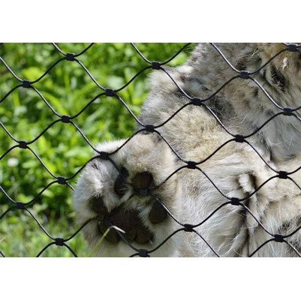 Knotted Diamond Shaped Steel Mesh Black Oxide 2.0mm Metal Wire Rope Mesh