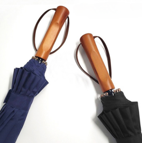 Straight Umbrella Retro Wooden Handle Automatic Open Customized Gift Advertising Umbrella