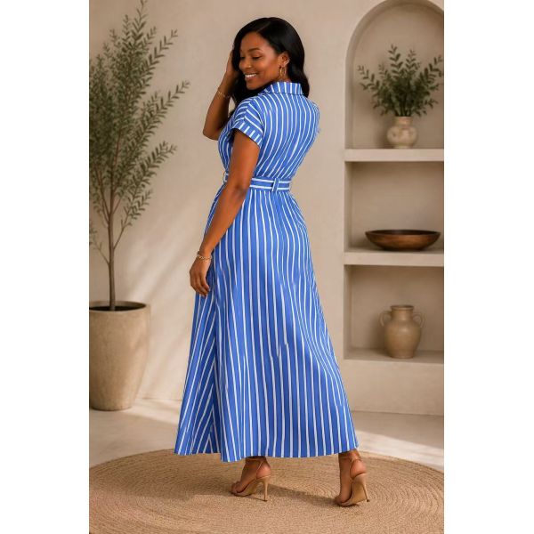 Striped Waisted Long Skirt - Elegant and Stylish Waisted Skirt with Striped Design