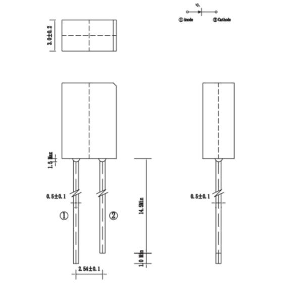 257 5.2x2.75x7.6mm Plastic Sealed Infrared Receiving Tube 840nm - 1100nm IR Dip LED Diode