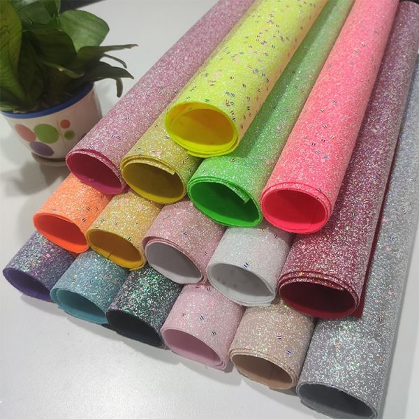 Decorative Hexagon Mixed Glitter Leather Fabric 30m/Roll