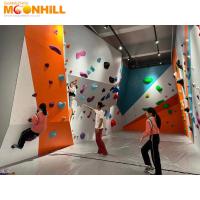Posses internas da escalada dos montanhistas adultos fixados na parede dos volumes da escalada