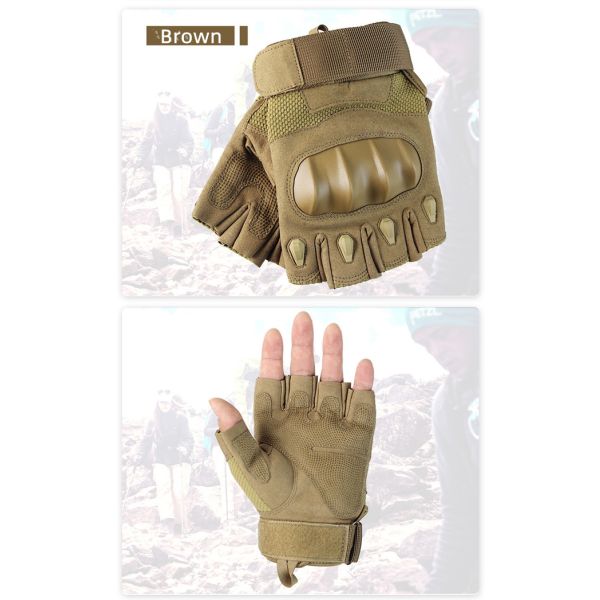Tactical Half Finger Waterproof Riding Gloves Microfiber Army Green