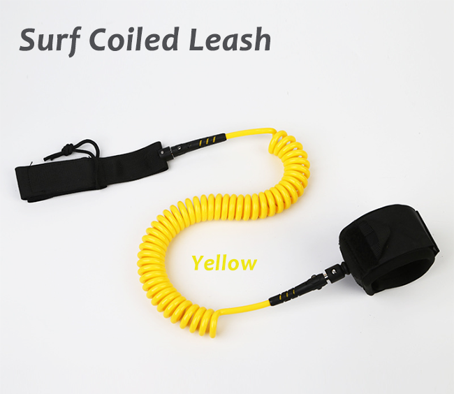 Bright Yellow Paddle Board Leash Good Safety Harness For Surf Sport