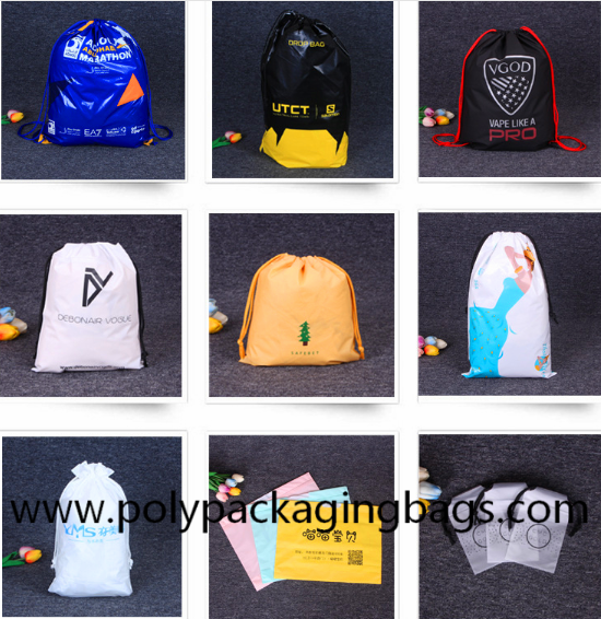 FSC 0.07mm PE Drawstring Packaging Bags for gift packaging